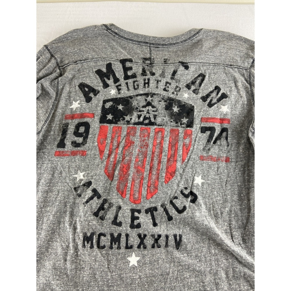 American Fighter Training Div Henley Shirt L/S Men's XL Gym‎ Workout Black Gray - Picture 7 of 9